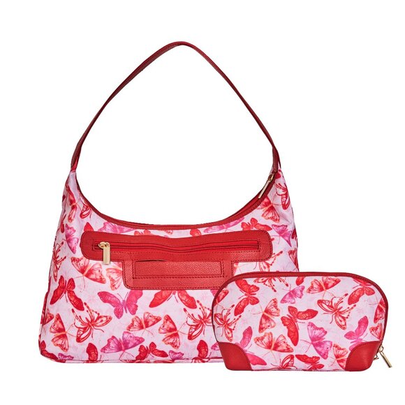 Butterfly Print Sling Hobo & Cosmetic Bag Combo for Women – Fabric Shoulder Bag - Picture 5 of 5